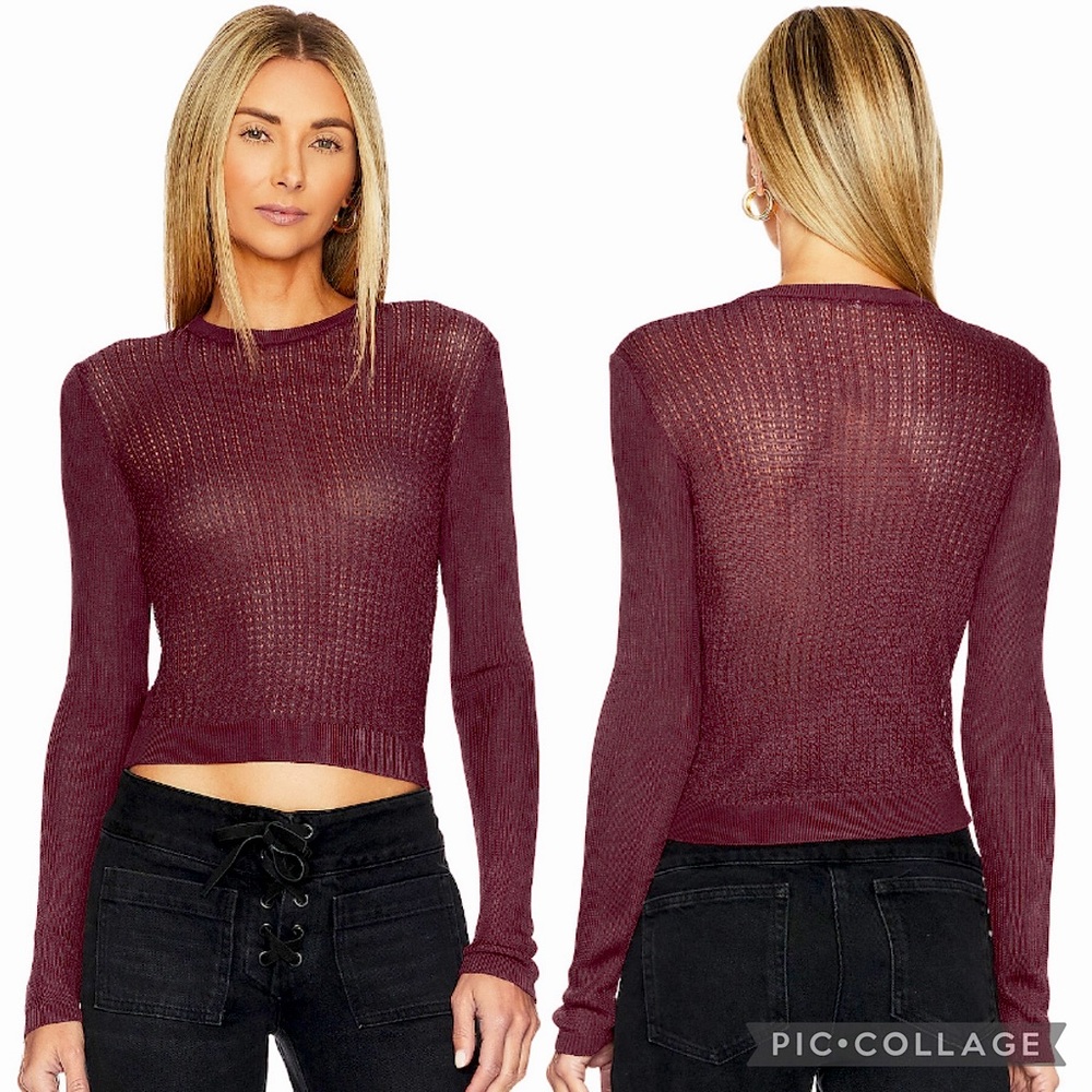 NWT Free People H2O Sheer Knit Crew Pullover in Raw Garnet | Various Sizes
